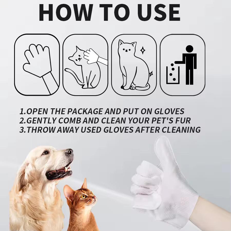 Pet cleaning gloves wet wipes